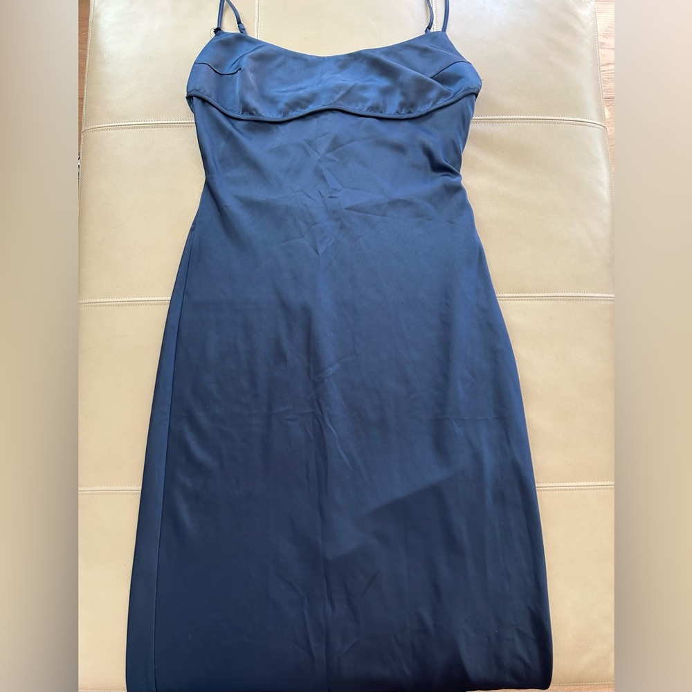 Jason Wu Navy Satin maxi Dress size XL like new